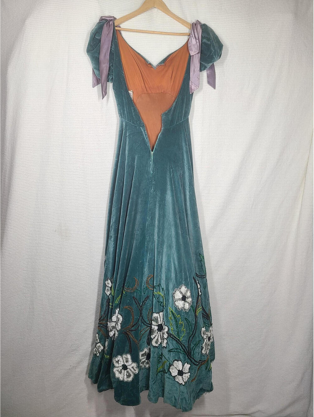 Ooak JULIO CHAVEZ Ball Gown 50s Green Velvet Sequin Mexico Rumbera Film Worn? - Picture 13 of 15